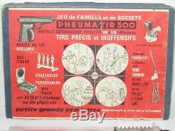 08f21 Rare Ancien Jeu De Tir En Boite D'origine Pistolet Pneuma-tir 500 + Cible