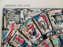 1872 RARE ANCIEN PLATEAU PAPIER JEU DE L'OIE JEU MILITAIRE Epinal Militaria