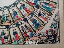 1872 RARE ANCIEN PLATEAU PAPIER JEU DE L'OIE JEU MILITAIRE Epinal Militaria