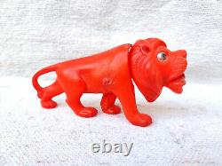 1930s Vintage Lion Rugissant Mobile Mâchoires Wild Animal Pondérée Celluloïd Toy