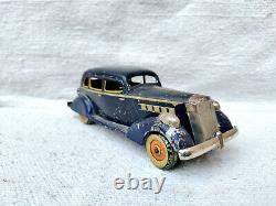 1930s Vintage Rare TN Trademark Kosuge Berline Voiture Litho à Remonter Tin Toy