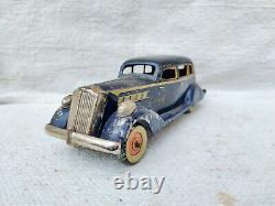 1930s Vintage Rare TN Trademark Kosuge Berline Voiture Litho à Remonter Tin Toy