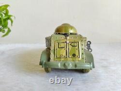 1930s Vintage TN Trademark Litho à Remonter Boite Jouet Armée Tank Camion Japon