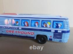 29H Vintage Kyowa Japon 49 Jouet Bus Greyhound Scenicruiser à Friction + Boite