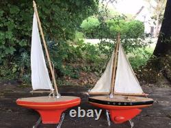 2 Anciens Voiliers de bassin Tirot Ref 500 bois Bateau vintage No Borda