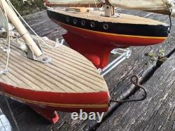 2 Anciens Voiliers de bassin Tirot Ref 500 bois Bateau vintage No Borda