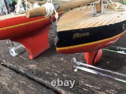 2 Anciens Voiliers de bassin Tirot Ref 500 bois Bateau vintage No Borda