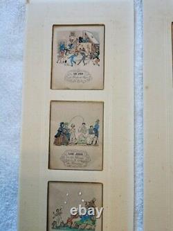 2 Planches avec 12 petites gravures thème jeux anciens XIXe Vignette de 6,7cm