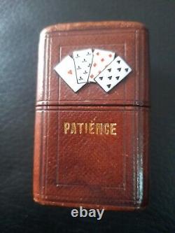 2 jeux de 52 cartes miniatures complets dans étui cuir 1826