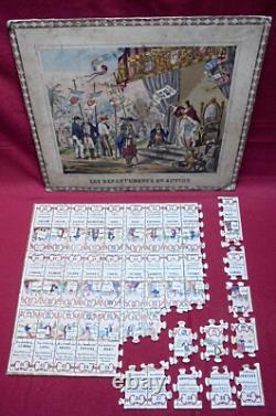 3 Puzzles anciens Les Départements en Action Matenet Bussière, vers 1880