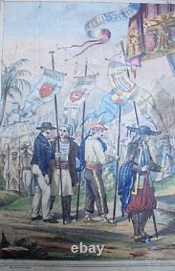 3 Puzzles anciens Les Départements en Action Matenet Bussière, vers 1880