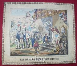 3 Puzzles anciens Les Départements en Action Matenet Bussière, vers 1880