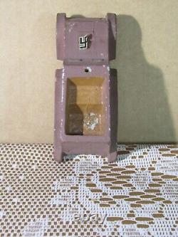 594X Rare Rhodanienne du Jouet Half Track WWII Aluminium Peint Marron L 8.6 cm