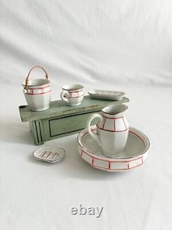 6 Pièces pour toilette de poupée en porcelaine, dinette ancienne