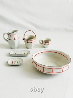6 Pièces pour toilette de poupée en porcelaine, dinette ancienne