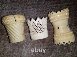 ANCIENNES PIECES DE JEU SCULTEES EN OS DE BOVIN XIXème DIEPPE