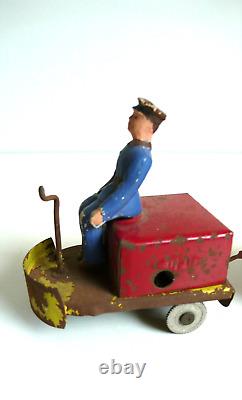 ANCIEN CHARIOT DE GARE TÔLE Lg 18cm ANNÉES 30/50 ÉTAT DE JEU FONCTIONNE