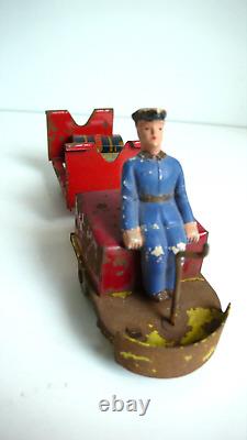 ANCIEN CHARIOT DE GARE TÔLE Lg 18cm ANNÉES 30/50 ÉTAT DE JEU FONCTIONNE