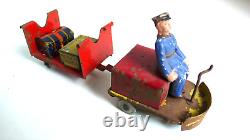 ANCIEN CHARIOT DE GARE TÔLE Lg 18cm ANNÉES 30/50 ÉTAT DE JEU FONCTIONNE