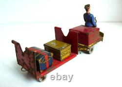 ANCIEN CHARIOT DE GARE TÔLE Lg 18cm ANNÉES 30/50 ÉTAT DE JEU FONCTIONNE