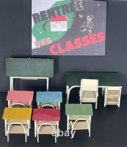 ANCIEN JOUET ECOLE SALLE DE CLASSE MOBILIER STYLE INDUSTRIEL 1960's