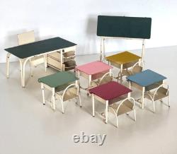 ANCIEN JOUET ECOLE SALLE DE CLASSE MOBILIER STYLE INDUSTRIEL 1960's