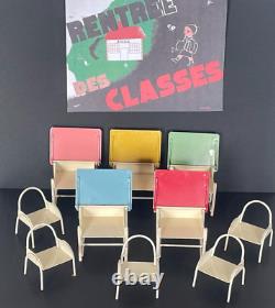 ANCIEN JOUET ECOLE SALLE DE CLASSE MOBILIER STYLE INDUSTRIEL 1960's