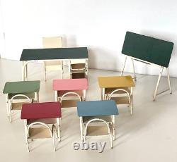 ANCIEN JOUET ECOLE SALLE DE CLASSE MOBILIER STYLE INDUSTRIEL 1960's