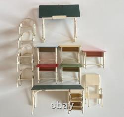 ANCIEN JOUET ECOLE SALLE DE CLASSE MOBILIER STYLE INDUSTRIEL 1960's