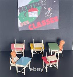ANCIEN JOUET ECOLE SALLE DE CLASSE MOBILIER STYLE INDUSTRIEL 1960's