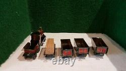 Allemagne HESS Tin Toys Jolie Rame locotender et quatre wagons