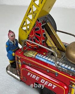 Ancien 1950 jeux, jouet Koyku shokai Japon camion de pompier K-119