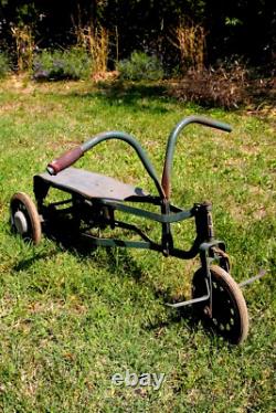 Ancien Cyclorameur Autogoss vert Jouet en tole vers 1950