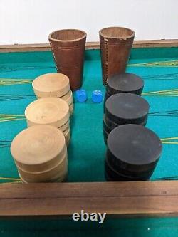 Ancien Grand Backgammon / Jaquet en Bois Complet