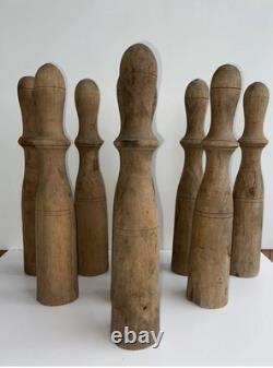 Ancien Grand Jeu de 8 Quilles en Bois de Bistrot, Café