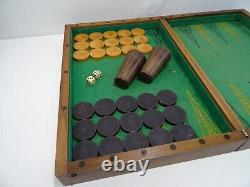 Ancien Jeu Echec Et Jacquet Trictrac Backgammon Coffret Bois Old Chess Game