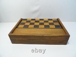 Ancien Jeu Echec Et Jacquet Trictrac Backgammon Coffret Bois Old Chess Game