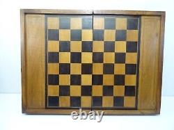Ancien Jeu Echec Et Jacquet Trictrac Backgammon Coffret Bois Old Chess Game