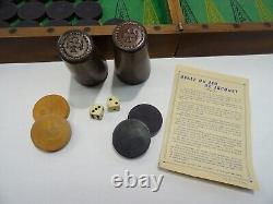 Ancien Jeu Echec Et Jacquet Trictrac Backgammon Coffret Bois Old Chess Game