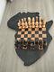 Ancien Jeux D'échecs Africain Sculpté à La Main Original Complet