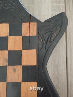 Ancien Jeux d'échecs Africain sculpté à la main original complet