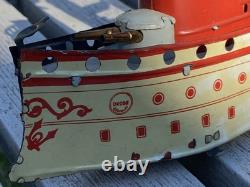 Ancien Jouet Bateau en Tôle OROBR GERMANY Toy Battleship Kriegschiff 1910/1920