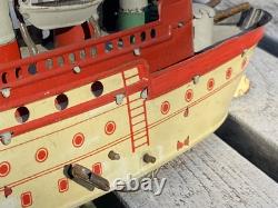 Ancien Jouet Bateau en Tôle OROBR GERMANY Toy Battleship Kriegschiff 1910/1920