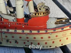 Ancien Jouet Bateau en Tôle OROBR GERMANY Toy Battleship Kriegschiff 1910/1920