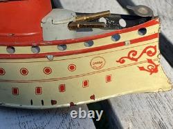 Ancien Jouet Bateau en Tôle OROBR GERMANY Toy Battleship Kriegschiff 1910/1920