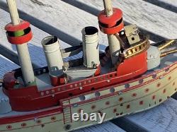 Ancien Jouet Bateau en Tôle OROBR GERMANY Toy Battleship Kriegschiff 1910/1920