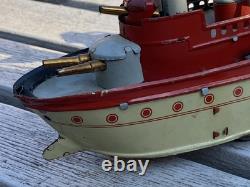 Ancien Jouet Bateau en Tôle OROBR GERMANY Toy Battleship Kriegschiff 1910/1920