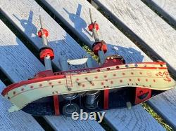 Ancien Jouet Bateau en Tôle OROBR GERMANY Toy Battleship Kriegschiff 1910/1920