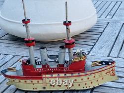 Ancien Jouet Bateau en Tôle OROBR GERMANY Toy Battleship Kriegschiff 1910/1920