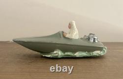 Ancien Jouet JRD Hors Bord Canot Bateau en composite monté sur 3 Billes Motrices